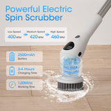 1 x RAW Customer Returns RealPlus Electric Cleaning Brush, Cordless Spin Scrubber with 7 Replaceable Brush Heads, Adjustable Extension Handle, With Adapter, for Bathroom Kitchen Floor Bathtub Window Car Cleaning - RRP €40.28