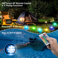 1 x RAW Customer Returns Nalezuns Underwater Light, 13 LED Pool Lighting Underwater, 4 Pack LED Pool Light with Remote Control IP68 RF Remote Control, 16 RGB Lighting Modes - RRP €19.15