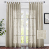 1 x RAW Customer Returns PONY DANCE loop curtain linen look curtains in country house style - 2 pieces H 220 x W 140 cm voile curtains semi-transparent living room curtains with loops decorative curtains taupe - RRP €28.95