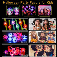 10 x Brand New Halloween party favors for children, 24 pieces LED light toys party items, Halloween children s toys light ring bracelets brooches, LED toys party, for Halloween, Christmas, party gifts - RRP €121.0