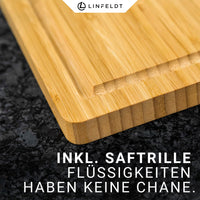 1 x RAW Customer Returns LINFELDT Cutting board Bamboo 100 - 44x30 Antibacterial Incl. Juice groove - solid wooden board - easy-care wooden cutting board with plenty of space for cutting - RRP €16.13