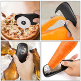 4 x Brand New Rinfency 6 in 1 Portable Kitchen Utensils, 6 Piece Kitchen Utensil Set Space Saving Cooking Tool, Vegetable Peeler Camping Accessories Chocolate Grater Bottle Opener Pizza Cutter Garlic Ginger Grater Black  - RRP €28.16