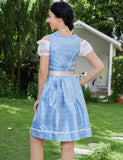 1 x RAW Customer Returns Clearlove Dirndl ladies midi 3-piece traditional dress for Oktoberfest, Carnival, THREE pieces dress, blouse, apron REUSABLE packaging , blue lace, 42 - RRP €73.2