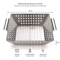 1 x RAW Customer Returns Blumtal grill tray made of 100 stainless steel - perfect for grilled vegetables, grill basket suitable for all types of grills, grill accessories, dishwasher safe, 21 x 21 x 6 cm medium  - RRP €14.99