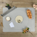 1 x RAW Customer Returns SUPER KITCHEN Large non-slip baking mat with dough cutter, non-stick baking mat silicone 80 x 60 cm dough mat, rolling mat XL silicone mat, fondant pizza dough mat, epoxy resin mat gray  - RRP €32.99