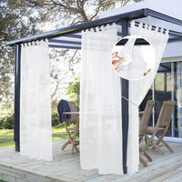 1 x RAW Customer Returns PONY DANCE outdoor curtain with loops, patio curtains, transparent curtains, white balcony curtain, transparent outdoor curtains for gazebo pavilion, 1 piece H 213 x W 137 cm - RRP €17.1