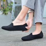 1 x RAW Customer Returns Puxowe Women s Flat Shoes Ballerina Shoes Round Knitted Dress Shoes Low Wedge Slip On Ballerina Walking Flats Shoes for Women Comfortable Soft, Black, 39 EU - RRP €58.8