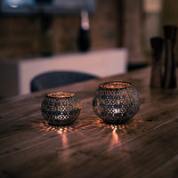 1 x RAW Customer Returns Flanacom Premium Lantern - 2 Set - Black Gold - Tealights - Tealight Glasses Lantern - Oriental Tealight - Moroccan Tealight Glasses - RRP €20.16