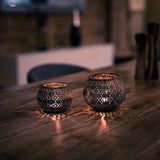 1 x RAW Customer Returns Flanacom Premium Lantern - 2 Set - Black Gold - Tealights - Tealight Glasses Lantern - Oriental Tealight - Moroccan Tealight Glasses - RRP €20.16