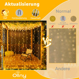 1 x RAW Customer Returns Ollny light curtain inside outside, 3x3m 300 LED light chain outside inside USB with remote control timer, dimmable light chain curtain for window Christmas bedroom wall warm white  - RRP €22.18