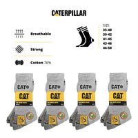 1 x RAW Customer Returns Caterpillar 12 Pairs of Work Socks Mid Calf Calf Height - Safety Shoes - Reinforced Heel Toes - Terry Cotton Light Grey, 43-46  - RRP €35.12