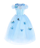 1 x RAW Customer Returns JerrisApparel Cinderella Dress Princess Costume Butterfly Girls 150, Sky Blue with Accessories  - RRP €29.21