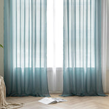 1 x RAW Customer Returns MIULEE Curtains with ruffle tape set of 2 curtains with eyelets curtains living room made of sheer voile curtains transparent bedroom dusty blue 140 x 145 cm - RRP €22.99