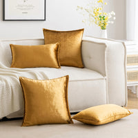 1 x RAW Customer Returns MIULEE Set of 2 Velvet Cushion Covers Flange Cushion Cover Decorative Sofa Cushions Throw Pillows Wrapped Edge Cushion Covers Decorative Pillowcase for Sofa Living Room Bedroom 50 x 50 cm Champagne Golden - RRP €18.49