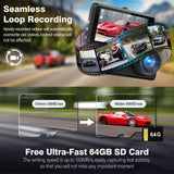 1 x RAW Customer Returns Miden 2.5K Dash Cam Car Front Rear, 64G SD Card, 1600P 1080P FHD Dual Dash Cam, 176 160 Wide Angle Car Camera, 3.2 IPS Screen Car Camera, G-Sensor, Night Vision, WDR, Parking Monitoring, Loop Recording - RRP €159.99