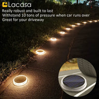 1 x RAW Customer Returns Pack of 4 solar lights for outdoor use, garden solar lamps floor light 24 LED 360 solar light recessed floor lights IP68 auto on off landscape lighting for stairs, walkway, yard, boat, warm white 3000K - RRP €47.99