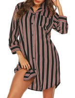 1 x Brand New BESDEL Women s Nightdress 3 4 Sleeve Sleep Shirt Button Down Nightdress Sleepwear Pink Black Small - RRP €25.99