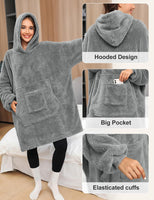 1 x RAW Customer Returns Tuopuda Hooded Blanket for Women Super Soft Large Sweatshirt Hoodies for Women Men and Girls Black  - RRP €26.83