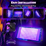 1 x RAW Customer Returns Glostars 100W LED UV black light spotlight, black light lamp, IP66 waterproof, 395-400nm UV party light with switch for bar, party accessories, black light decoration, stage lighting 1 pack  - RRP €23.69