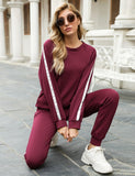 1 x RAW Customer Returns Totatuit Women s Jogging Suit Tracksuits Sports Leisure Top Jogging Bottoms Jogger Jogging Suit Wine Red M - RRP €10.9