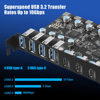 1 x RAW Customer Returns USB 3.2 Card 7 Ports 4A 3C , FARBOKO PCIe USB 3.2 Gen 2 10Gbps Internal USB HUB for Windows 10 8 7 XP and Mac OS 10.8.2 Above - RRP €49.16