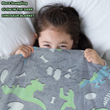 1 x RAW Customer Returns HSGLGNA Cuddly blanket children s dinosaur blanket glows in the dark, dinosaur pattern soft microfibre fluffy blanket, great gifts for dinosaur lovers dinosaur B, 150 x 200 cm  - RRP €27.22