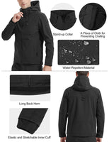 1 x RAW Customer Returns KUTOOK Softshell Jacket Men Winter Warm Transition Jacket Waterproof Breathable Windproof with Hood Outdoor Jacket Autumn Black 3XL - RRP €64.91