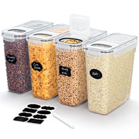 1 x RAW Customer Returns Lifewit 4 Food Kitchen Jars with Flip Lids, 4L Plastic Storage Boxes with Adhesive Labels, Airtight Container for Cereal, Rice, Flour, Sugar, BPA Free - RRP €24.19