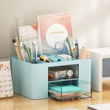 1 x RAW Customer Returns Marbrasse Desk Organizer with Drawers, Multifunctional Desk Organizer with 7 Compartments, 2 Drawers, Office Organizer, Desk and Accessories Blue  - RRP €22.8