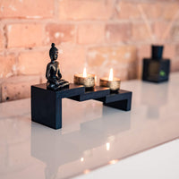 1 x RAW Customer Returns Flanacom Zen garden with Buddha figure - Japanese miniature garden - Feng Shui candle holder - Esoteric set with 2 tea lights - Lucky charm from Buddhism and Daoism as a tea light holder  - RRP €18.14