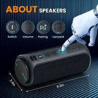 1 x RAW Customer Returns Raymate Bluetooth Speaker, 30W Bluetooth 5.3 Wireless Music Box Portable IPX7 Waterproof Bluetooth Box with Dual Bass Drivers Stereo Pairing, 15 Hours Playback for Home Outdoor Party - RRP €79.99