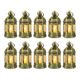 1 x RAW Customer Returns Romadedi Lantern Gold Wedding Table Decoration - Set of 10 Mini Lanterns for Hanging, with LED Candles for Party Decoration, Christmas, Ramadan, Garden, Balcony, Outdoor, Oriental - RRP €30.24