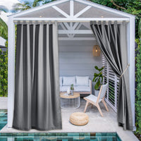 1 x RAW Customer Returns PONY DANCE Outdoor Curtain Weatherproof Set of 2 H 213 x W 140 cm Outdoor Curtains Waterproof Outdoor Curtains Sun Protection Privacy Balcony Curtain with Loops, White - RRP €35.24