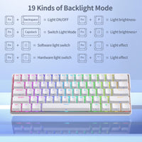 1 x RAW Customer Returns KEMOVE K61 Snowfox Mechanical Gaming Keyboard, 60 QWERTY Detachable Type-C Cable Bluetooth 2.4G Wireless RGB Hotswap Keyboard, for PC Windows Mac, White - RRP €80.81