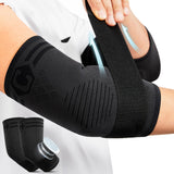 1 x RAW Customer Returns CAMBIVO Adjustable Epicondylitis Elbow Pads x2 with Gel Padding, 3D Knitted Fabric, Sports Compression Elbow Pads for Men Women Tendinitis, Golfer s Tennis Elbow, Elbow Pain - RRP €25.57