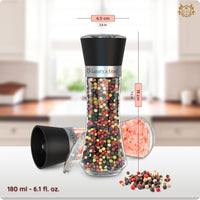 1 x RAW Customer Returns LG Luxury Grace pepper, salt and spice mill, 180 ml 19x6.5 cm . High-quality glass, ABS plastic closure and adjustable ceramic grinder. Elegant, lightweight and ergonomic design. - RRP €10.54