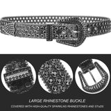 4 x Brand New HilyBony Cowgirl-Cowboy-Country Glittering-Rodeo-Western Rhinestone Belts for Women Fits Waist 28-40 One Size, Black Style 02  - RRP €96.0