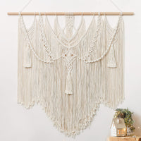 1 x RAW Customer Returns LOMOHOO Macrame wall hanging, tapestry, boho decoration, large hand-woven tapestry, bedroom wall decoration, living room, balcony decoration, 90W x 90cmL beige  - RRP €31.64