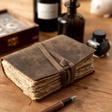 1 x RAW Customer Returns moonster Vintage Leather Notebook - 240 pages wood-free cotton handmade paper - Handmade vintage notebook, leather diary, sketchbook, leather notebook, leather book A5-20x15cm - RRP €34.95