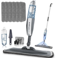 1 x RAW Customer Returns Mops for floor cleaning, floor mop with spray function with 6 washable microfiber covers, 1 scraper, 1 mop holder, for dry-wet mop for mop for walls, hardwood, vinyl, laminate, ceramic, tiles - RRP €23.59