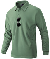 1 x RAW Customer Returns igeekwell Golf Polo Shirt Men s Long Sleeve T-Shirt Plain Autumn Shirt Basic Polo Shirt Sport Work Green L - RRP €36.29