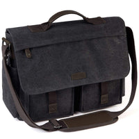 1 x RAW Customer Returns VASCHY Men s Shoulder Bag, 17 Inch PC Bag Men s Briefcase Vintage Messenger Bag Waxed Canvas Messenger Bag Water Resistant Briefcase Shoulder Bags with Shoulder Strap Grey-L  - RRP €53.89