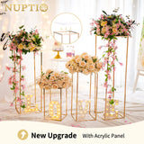 1 x RAW Customer Returns Nuptio Gold Vase for Wedding Centerpieces - 2 Pieces 60cm Tall Metal Vases Stand Display for Birthday Party Tables Elegant Wedding Decorations in Bulk Geometric Rack Column - RRP €101.29