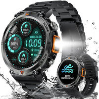 1 x RAW Customer Returns Smartwatch Men with Telephone Function, 1.45 3ATM Waterproof Military Smartwatch with LED Flashlight, Robust Outdoor Watches with 24H Health Screening, 110 Sports Modes Fitness Watch for Android iOS - RRP €55.99