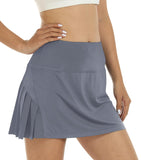 1 x RAW Customer Returns AjezMax Tennis Skort for Women Summer Short Golf Skirt Sports Yoga High Waist Pleated Skirt with Pocket Inner Pants Gray L - RRP €29.56