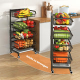 1 x RAW Customer Returns COVAODQ Vegetable rack for kitchen, stackable fruit basket vegetables, storage trolley kitchen trolley with lockable wheels and, for bathroom, kitchen, office basket  - RRP €55.27