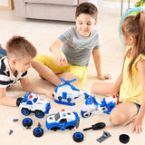 3 x Brand New Wvu Wvo 4 in 1 car toy with screwdriver, DIY assembly toy, police car toy, patrol car toy, motorcycle toy, airplane toy, gift for boys from 3 4 5 years - RRP €57.6