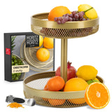 1 x RAW Customer Returns Moritz Moritz Fruit Cake Stand Gold Metal - Modern Fruit Bowl Gold - Fruit Basket Gold for storing fruit, vegetables and bread - RRP €35.28