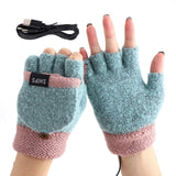 19 x Brand New Hileyu USB Heated Gloves Winter Knitted Warm USB Gloves Heating Gloves Men Women Winter Electric Heating Warm Sports Gloves Mitten Gloves Green Pink - RRP €258.4