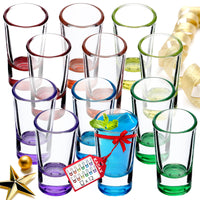 1 x RAW Customer Returns KADAX shot glasses, 28ml, shot glasses set, stamper for alcohol, brandy, shot, vodka, party, shot glass, short glasses, sambuca glasses, pint glasses, shot cups multi-colored, 12 pieces  - RRP €19.0